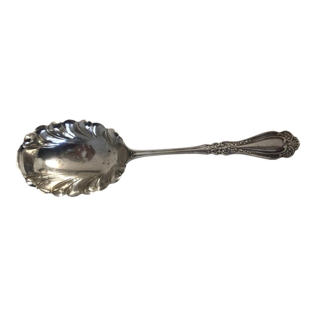 Vintage Silver Plate Large Serving Spoon For Sale