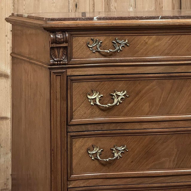 Antique Dutch Neoclassical Marble Top Walnut Chest of Drawers For Sale - Image 12 of 12