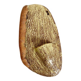 Artisan Organic Wall Pocket: Brown Green Ceramic Bud Vase For Sale