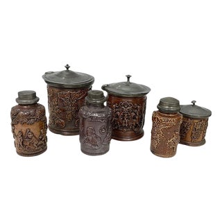 19th Century French Beauvais Tobacco Stoneware, Set of 6 For Sale