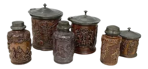 19th Century French Beauvais Tobacco Stoneware, Set of 6