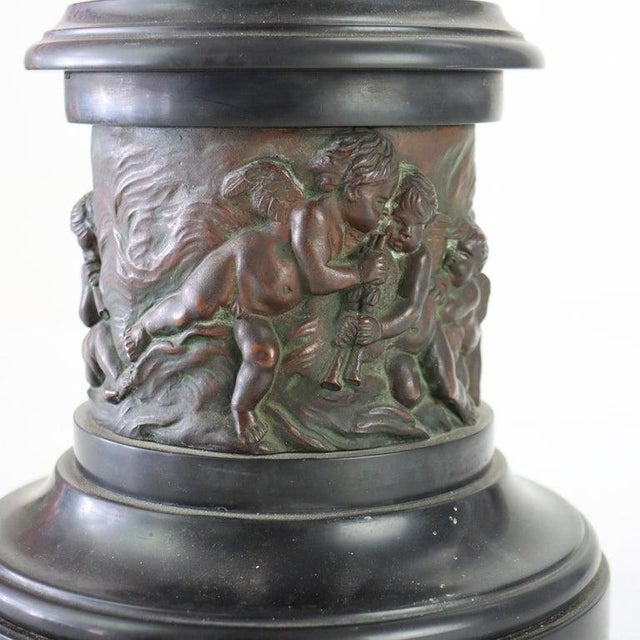 Antique Grand Tour 36” Classical Bronze Sculpture of Mercury after Giambologna (Italian, 1529-1608) on the Breath of Zues...