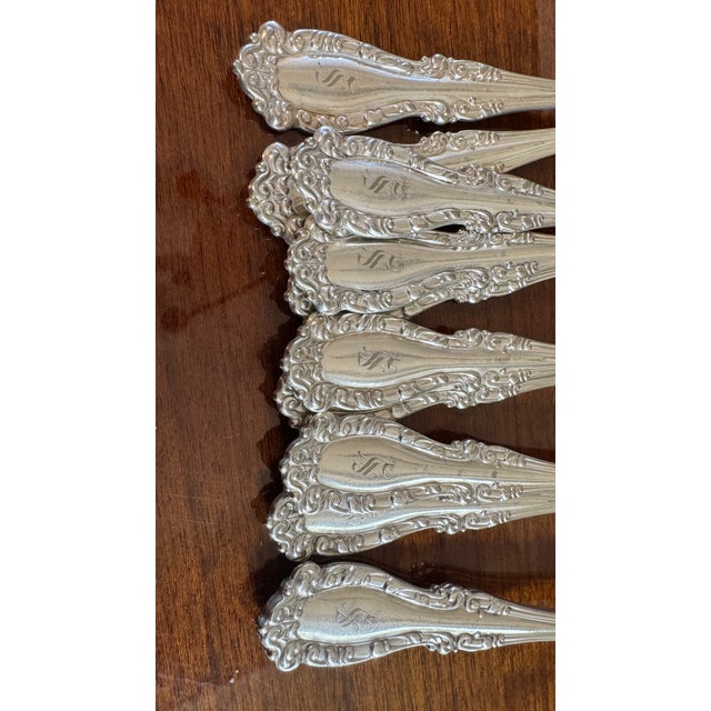 1900 - 1909 Antique Holmes & Edwards Silverplate Spoons,,Nassau/Fleur-De-Lis Pattern, Mono S Ornate 11 Pcs For Sale - Image 5 of 15
