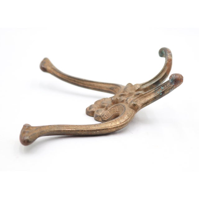 Mid 20th Century Pair of Art Nouveau Brass Plated Cast Iron Hall Tree Hooks For Sale - Image 6 of 7