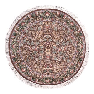 Botanical 1990's Pak-Persian Brown/Gray Wool Round Rug- 6'2'' X 6'3'' For Sale