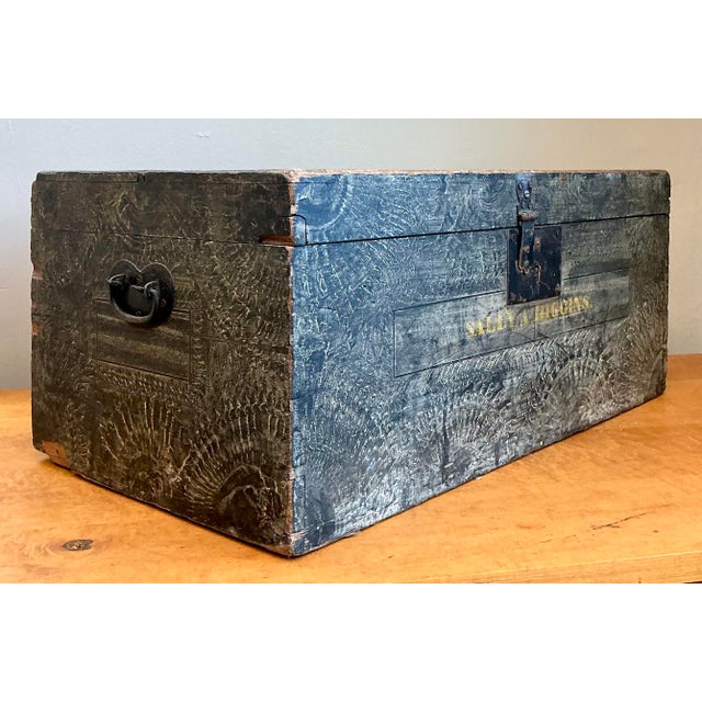 Vintage Hand Painted Wooden Trunk For Sale - Image 9 of 12