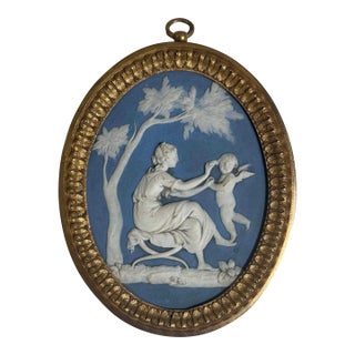Antique 19th Century Wedgwood Jasperware Lady Templetown Neoclassical Plaque by Thomas Lovatt in Gilt Bronze Frame For Sale