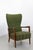 Danish Modern Lounge Chair in Beech and Green Wool by Fritz Hansen, 1940s. Cozy Scandinavian Mid-Century Modern highback...