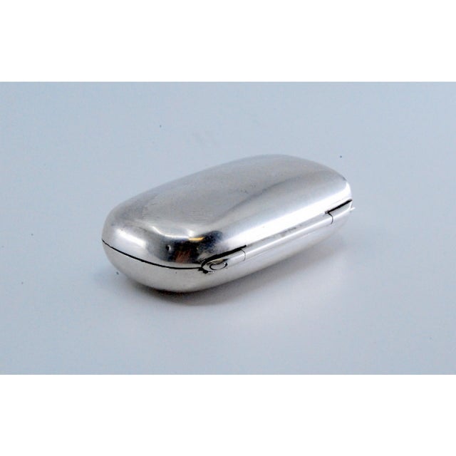 Oval Silver Pill Box with Gilt Interior For Sale - Image 9 of 11