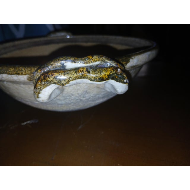 1970s Rustic Mid Century Hand Thrown Stoneware Studio Pottery Centerpiece Bowl For Sale - Image 5 of 11