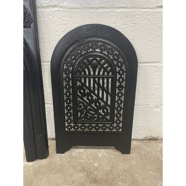 Late 19th Century Late 19th Century French Quarter Gate Design Cast Iron Fireplace Surround & Summer Cover 21" X 27" For Sale - Image 5 of 8