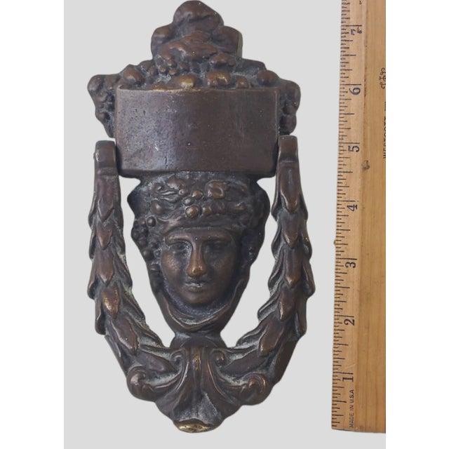 Antique Early 1800s Neoclassical Figural Heavy Bronze Doorknocker. Good condition, great patina, solid bronze, original...