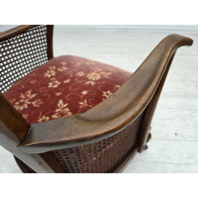 Vintage Danish Armchair in Salmon Pink Furniture Velour and Furniture Mesh, 1950s For Sale - Image 11 of 18