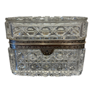 Late 19th Century Baccarat Trinket Box W/ Sterling Silver Trim