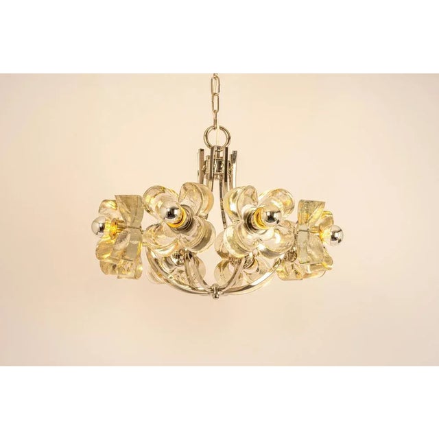 Large Chrome and Crystal Glass Pendant Lamp by Sische, Germany, 1970s For Sale - Image 6 of 12