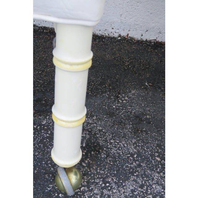 Off-white Hollywood Regency Burl Shape Faux Bamboo Painted Side Lounge Chairs a Pair For Sale - Image 8 of 13