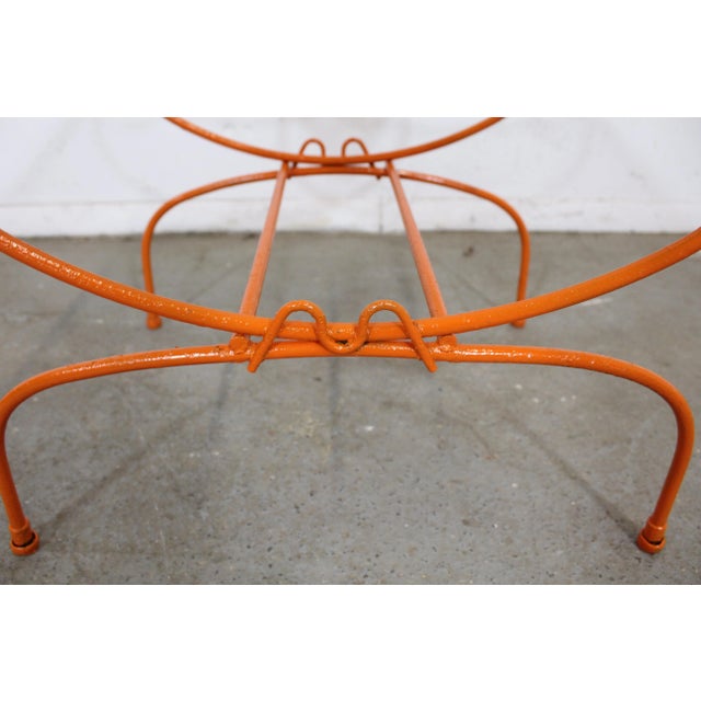 Vintage Mid-Century Modern Atomic Orange Metal Stool For Sale - Image 11 of 13