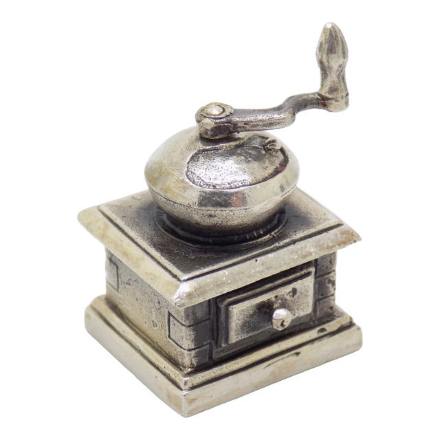 Vintage Italian Handmade Genuine Silver Raspini Branded Grinder Dollhouse Miniature For Sale