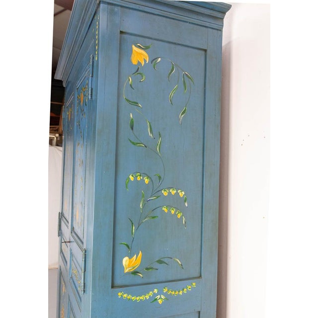 1900 - 1909 French Blue Wardrobe, 1900 For Sale - Image 5 of 14