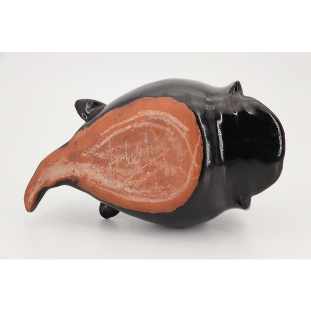 1940s Large Black Fish Sculpture, Earthenware, Portuguese For Sale - Image 14 of 15