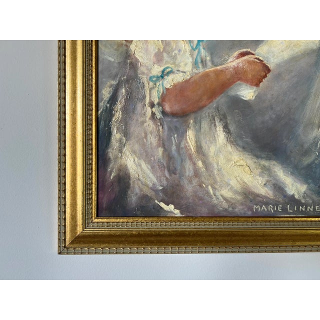Wood Marie Linnell Oil Portrait Painting of a Child For Sale - Image 7 of 9