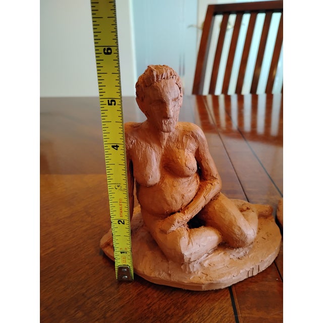 1970s Signed Sienna Terracotta Maternity Sculpture Pair • Chronological Pregnancy Set For Sale - Image 11 of 12