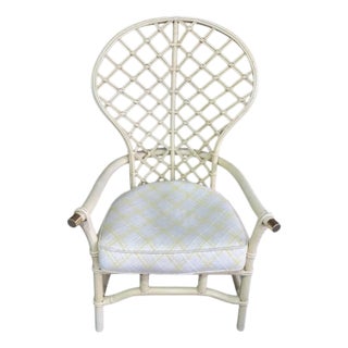 Vintage Rattan Fan-Backed Chair For Sale