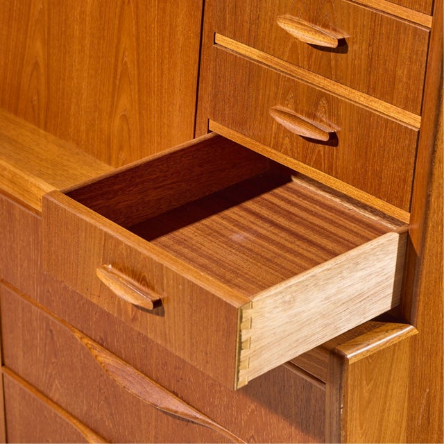 Erling Torvits Mid Century Danish Teak Secretary Desk For Sale - Image 10 of 12