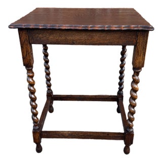 Antique English Barley Twist Side Table For Sale