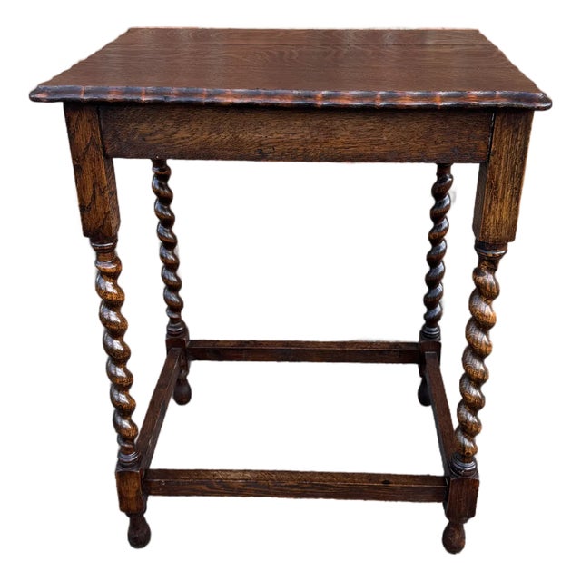 Antique English Barley Twist Side Table For Sale