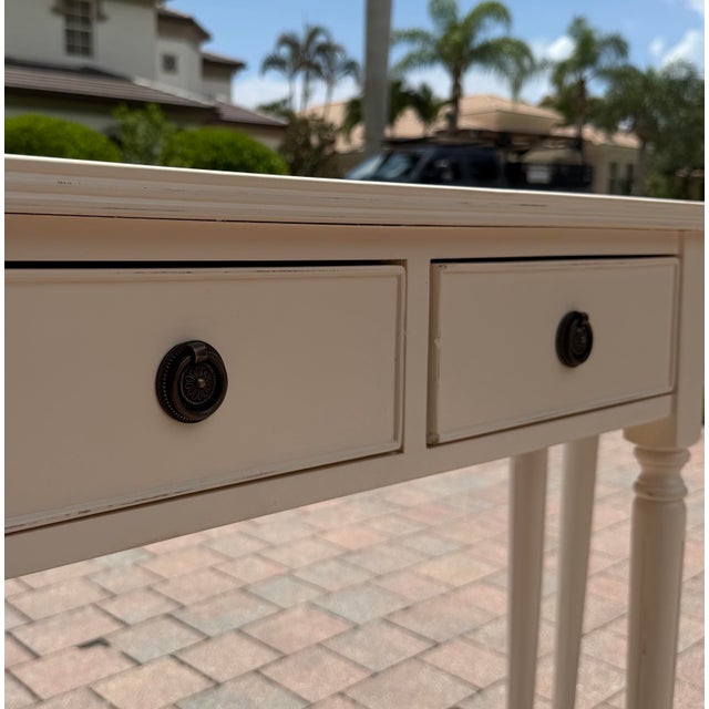 Somerset Bay Pair of Somerset Bay White Two-Drawer Console Tables For Sale - Image 4 of 9
