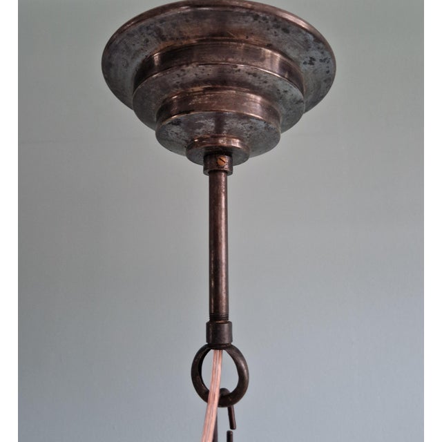 Venetian Pendant Light in Blown Glass and Forged Metal, Mid-20th Century For Sale - Image 12 of 15