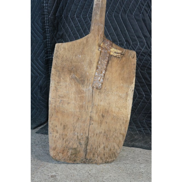 Antique 19th Century Primitive Wooden Farmhouse Grain Malt Shovel 58" For Sale - Image 13 of 16