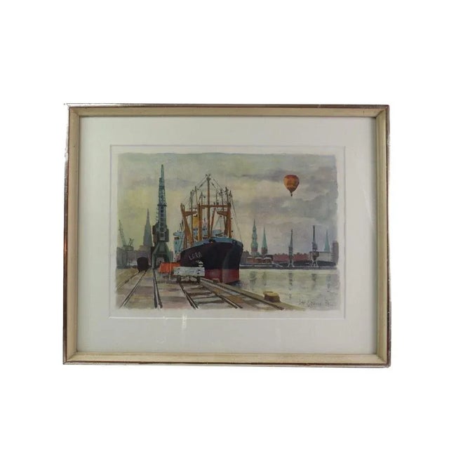 Karl-Heinz Böhme, Hamburg Hafen, 1994, Watercolor, Framed For Sale - Image 9 of 9