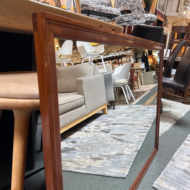 Brown Rosewood Framed Wall Mirror, Vintage For Sale - Image 8 of 12