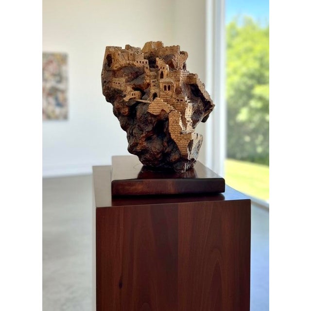 Contemporary Monumental Early 20th Century Olivewood Root Architectural Sculpture of Ancient Jerusalem For Sale - Image 3 of 18