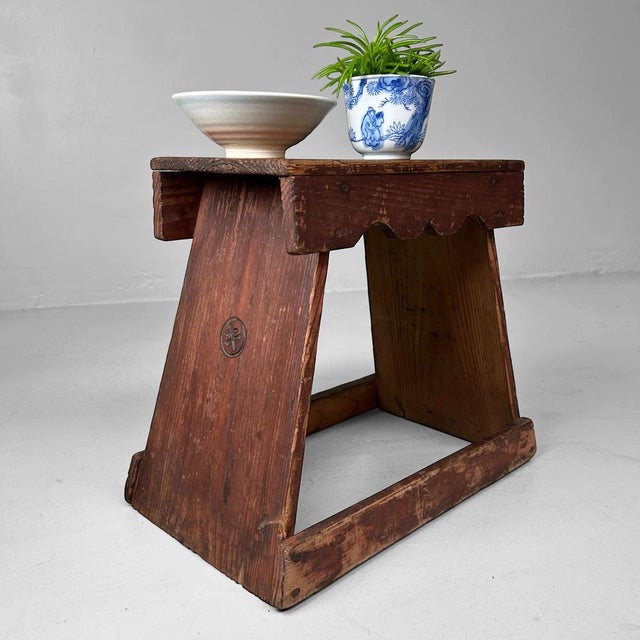 Minimalist Fumidai Wooden Step Stool, Japan, 1920s For Sale - Image 9 of 12