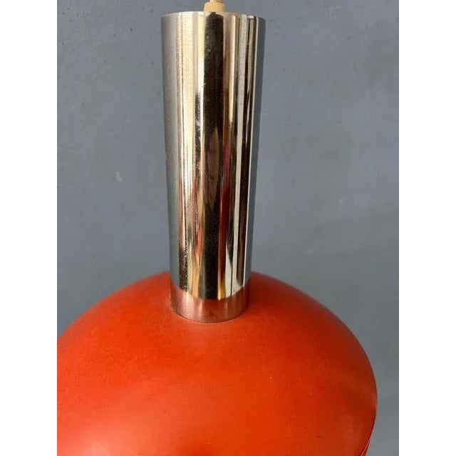 Small Space Age Red and Chrome Pendant Lamp For Sale - Image 9 of 11