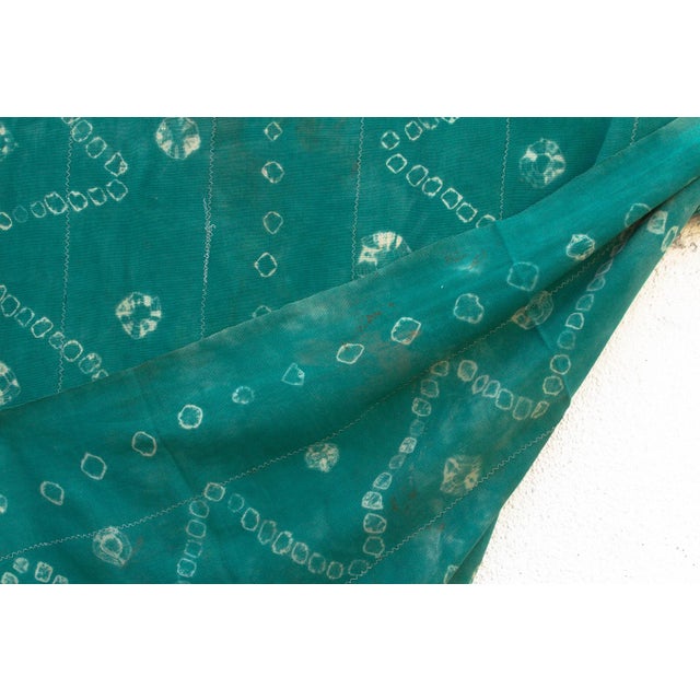Vintage African Burkina Tie-Dye Teal Throw For Sale - Image 4 of 7