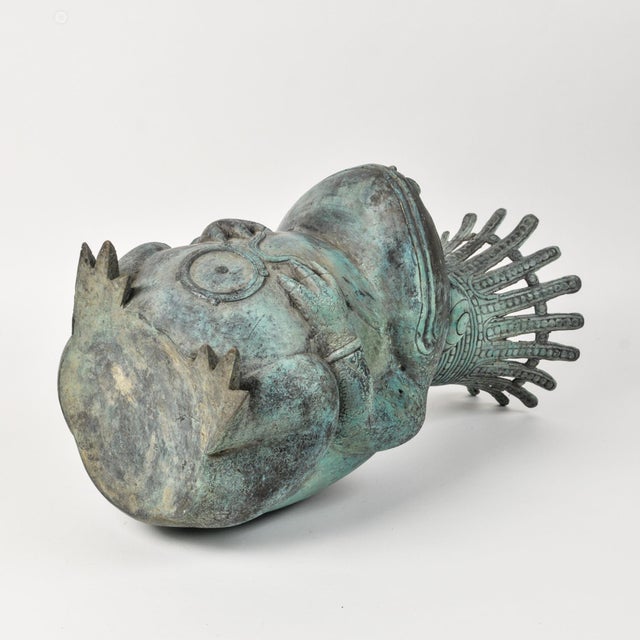 Vintage Prince Frog Outdoor Planter Statue Copper Alloy With Patina For Sale - Image 16 of 18