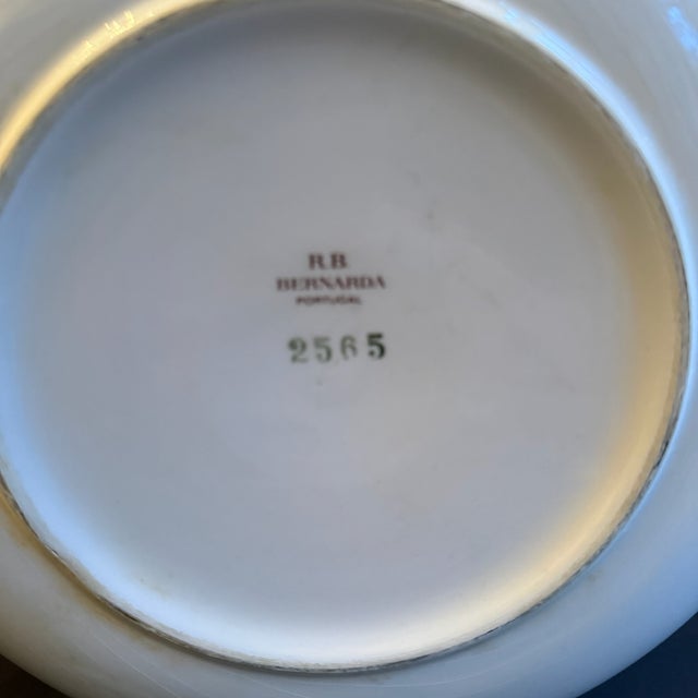 White 1980s Bernarda of Portugal White Mixing Bowl With Floral Motif For Sale - Image 8 of 8