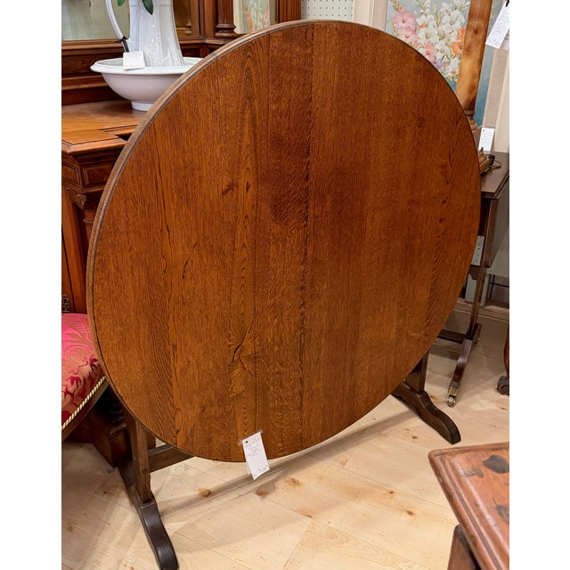 Brown 19th Century French Oak Tilt Top Wine Table For Sale - Image 8 of 11