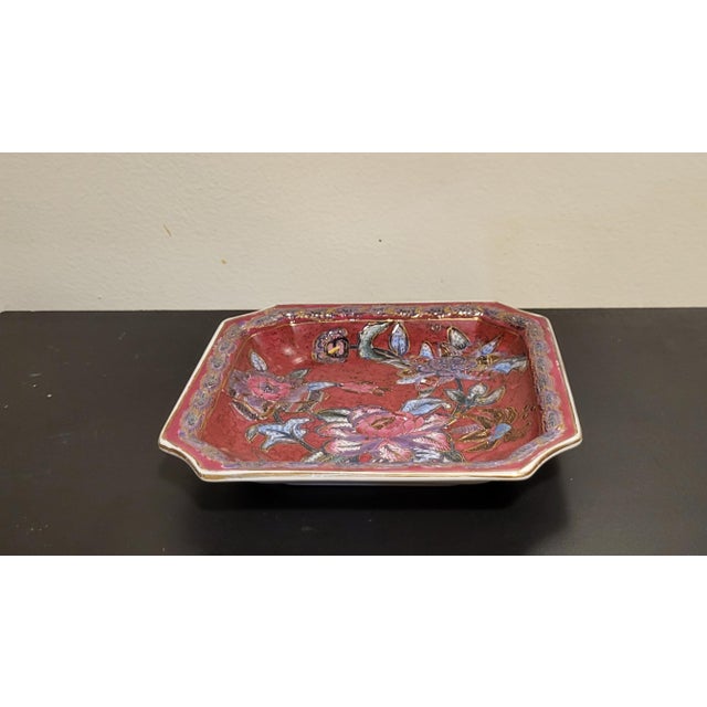 Lovely hand painted 1980’s rose medallion decorative plate depicting spring flowers; budding and in bloom. This piece is...