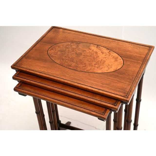 Antique Edwardian Walnut Nesting Tables, 1900, Set of 3 For Sale - Image 6 of 10