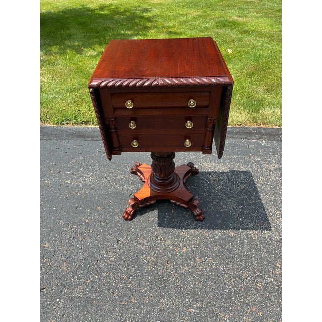 Wood Early 20th Century Mahogany Empire Styled Sewing Cabinet For Sale - Image 7 of 9