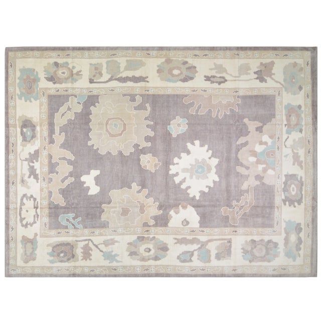 Textile 1990s Turkish Oushak Hand Knotted Rug With Organic Wool and Soft Texture,10'6"X14'6" For Sale - Image 7 of 7