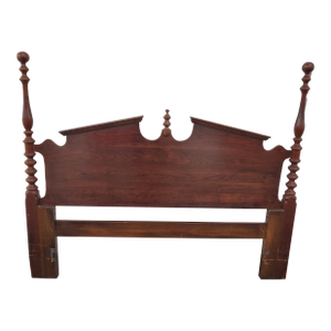Vintage Solid Cherry Traditional Style Queen Size Pediment Headboard