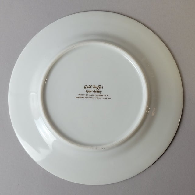 Christmas Gilded Porcelain Plates by Royal Gallery With Fabergé-Style Egg - Set of 6 For Sale - Image 10 of 10