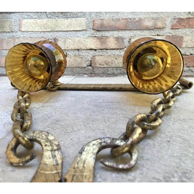 Mid-20th-Century Iron and Colored Glass Wall Lights, 1960s, Set of 3 For Sale - Image 17 of 18