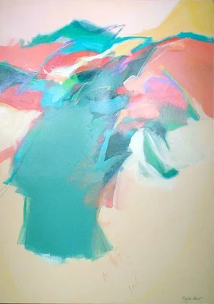Mary Jane Schmidt "April Waters" Signed Original Abstract Painting on Canvas
